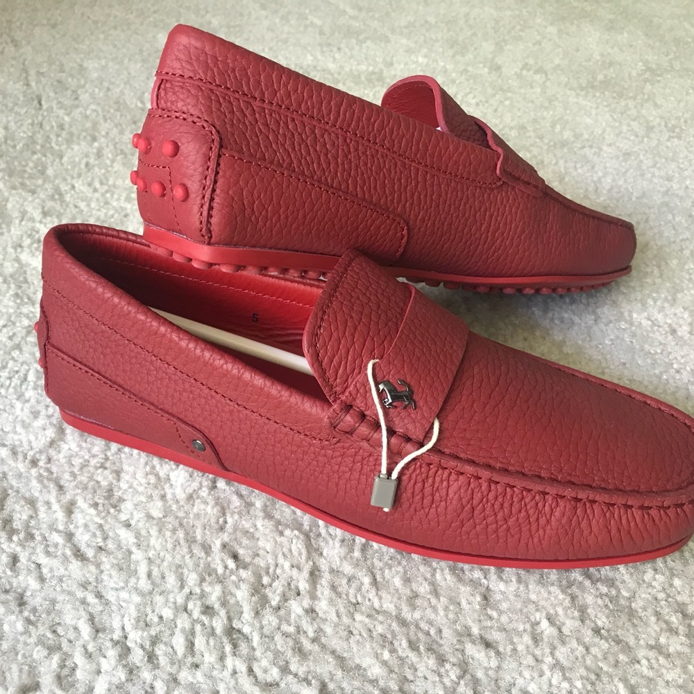 Tod's Men's Red Leather Slip-On Loafers